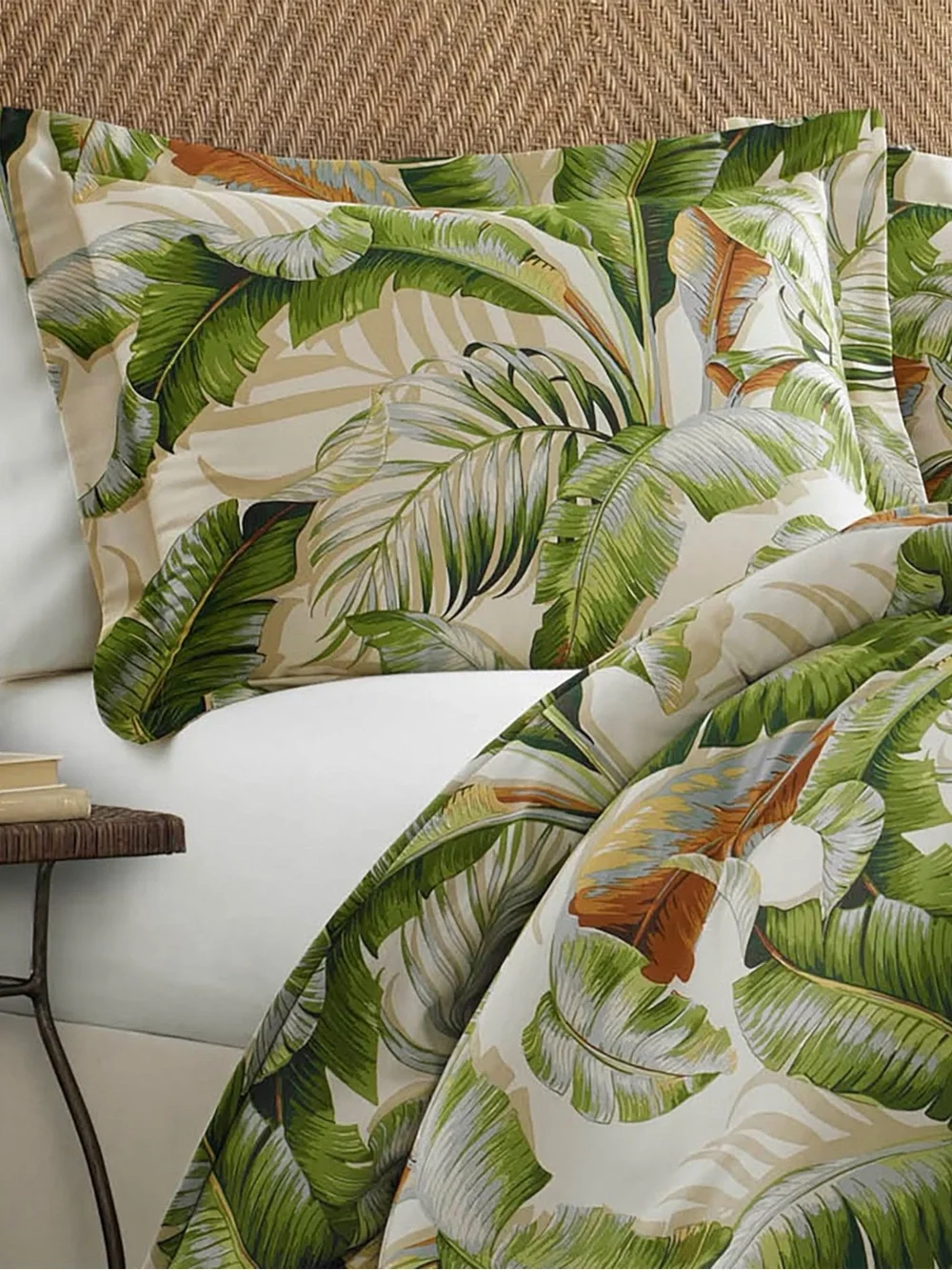 Tommy Bahama Palmiers Green Cotton Sateen Reversible 4Pc Comforter Set KING
